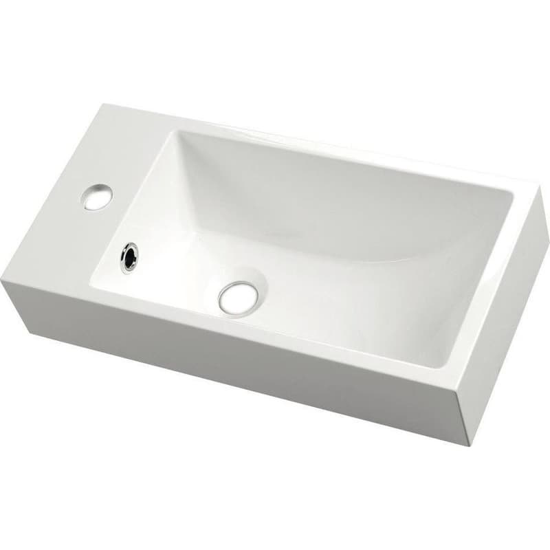 SAPHO - ARIANA liaty mramor umývadlo 50x25cm, biele, batéria vľavo SM012