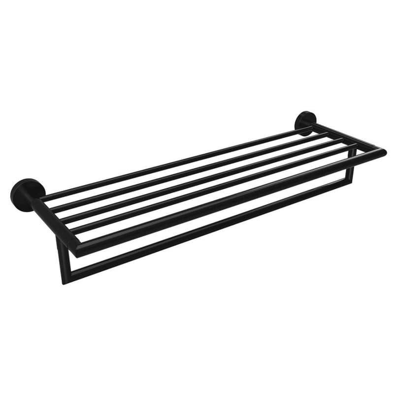 SAPHO - X-ROUND BLACK polička na uteráky s hrazdou 500, čierna mat XR421B 1