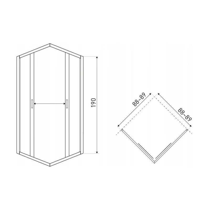 KERRA - Sprchová kabína Tiara Square 90x90 štvorcová (čierna) 5907548109392 5