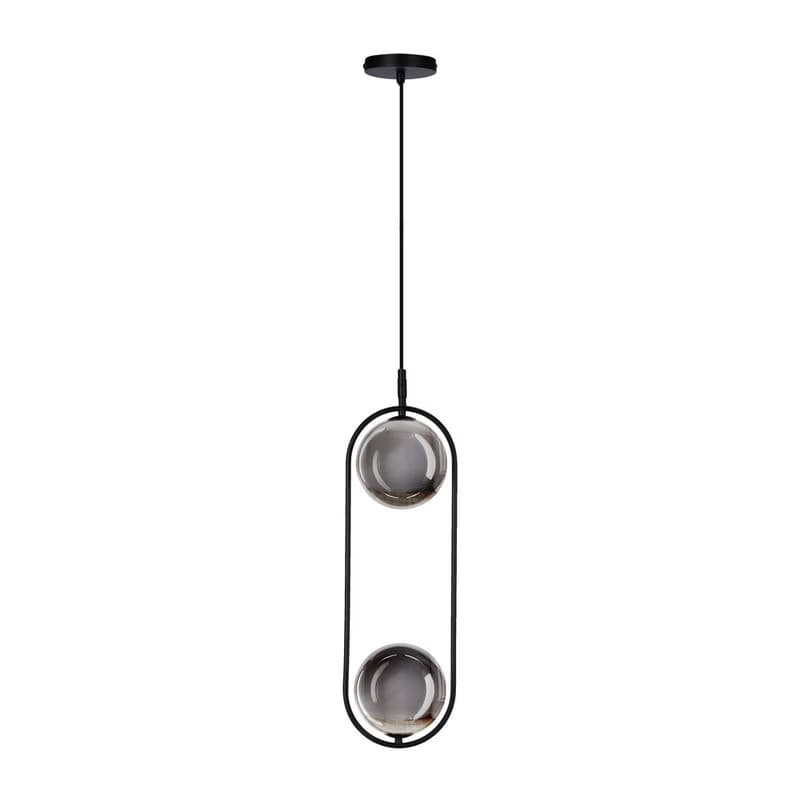 Elegantná závesná lampa CORDEL - čierna s grafitovými guľôčkovými tienidlami - minimalistické osvetlenie obývačky 2x G9 LED