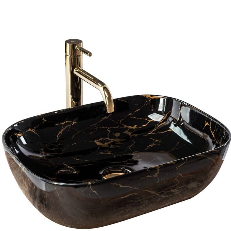 REA - Umývadlo na dosku Belinda Marble Shiny 46,5x33 čierna REA-U8907 1