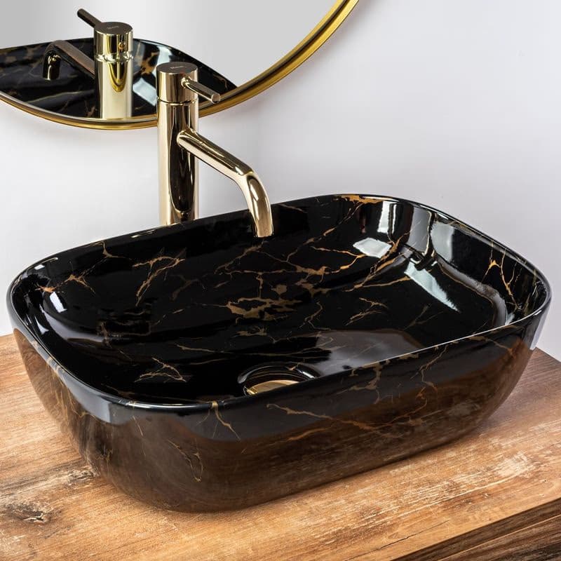 REA - Umývadlo na dosku Belinda Marble Shiny 46,5x33 čierna REA-U8907 6