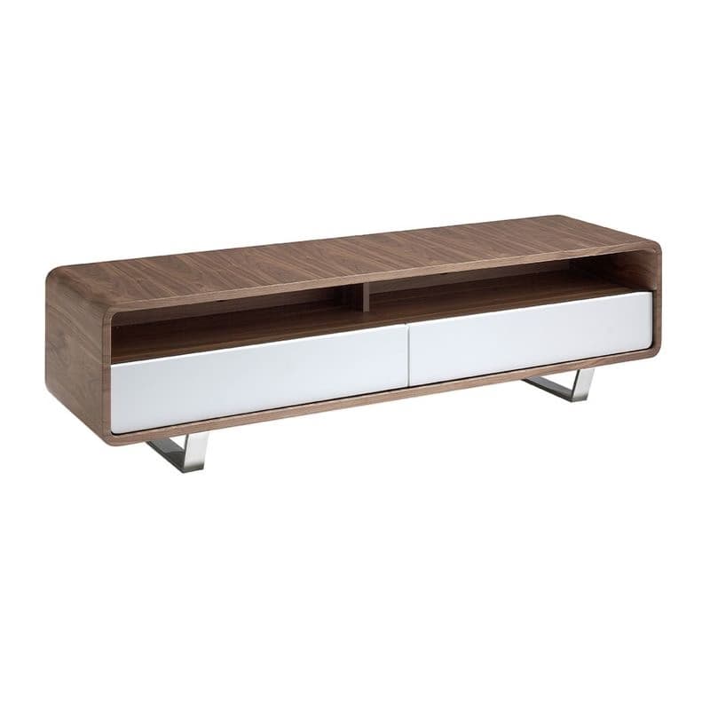 Estila Moderný luxusný hnedo-biely TV stolík Vita Naturale s dvomi zásuvkami a poličkami z orechového dreva 150 cm 1