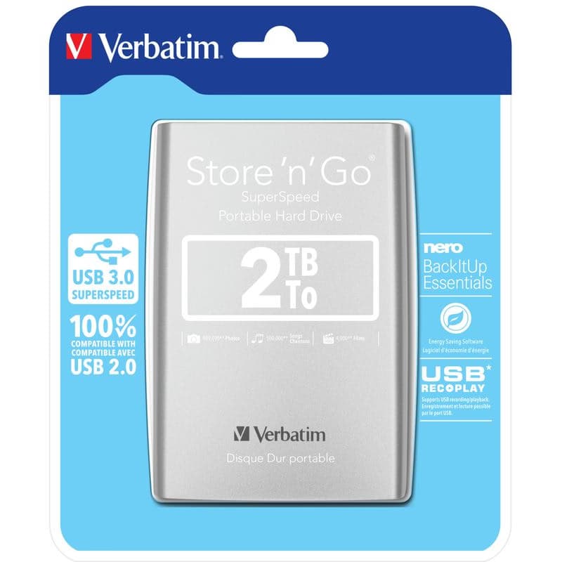 VERBATIM Store´n´ Go 2,5" 2TB USB 3.0 strieborný 1