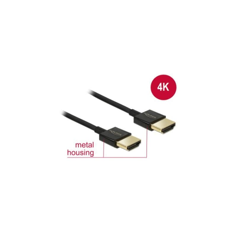 Delock Kábel High Speed HDMI s Ethernetom - HDMI-A samec > HDMI-A samec 3D 4K 0,5 m Slim Premium 1