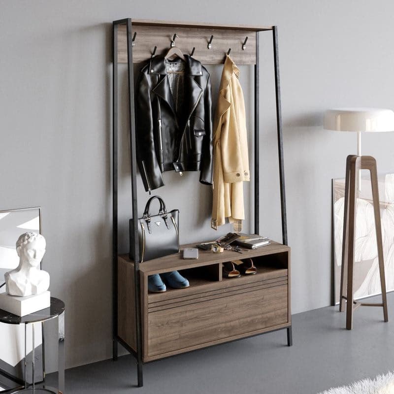 Predsieňová stena Devin - Walnut, Black 1