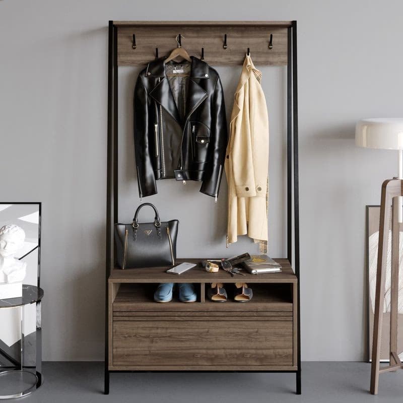 Predsieňová stena Devin - Walnut, Black 5