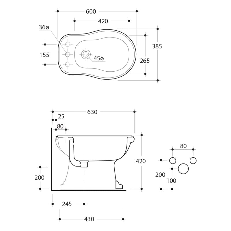 KERASAN - RETRO bidet 38,5x60cm, biela 102001 6