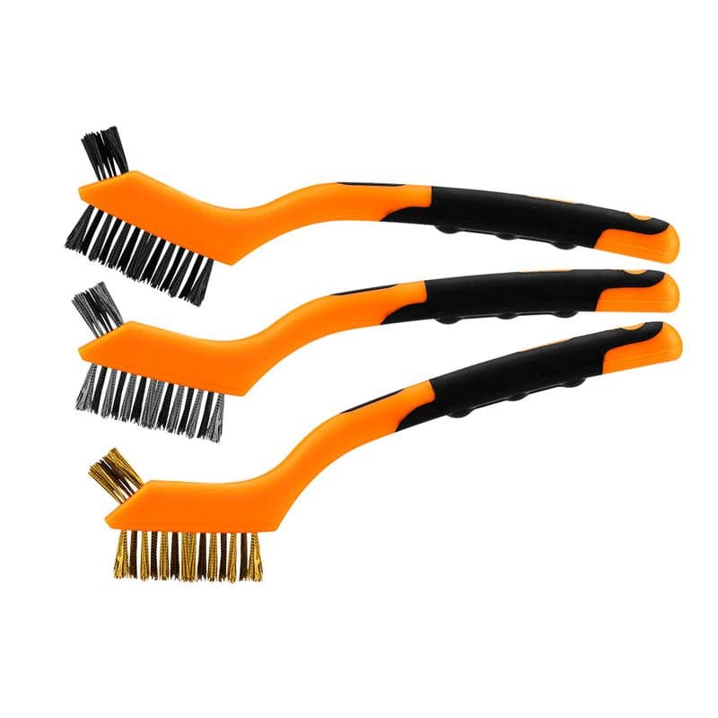 NEO TOOLS Drôtené kefy sada 3 ks, 3x7 jednotlivých radov (Kefy z oceľového drôtu, nylonu a mosadze. Kefa je profilovaná na účinné čistenie.) 39-100 1