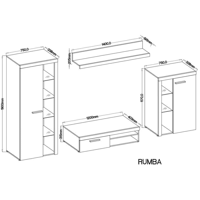 ArtLemp Obývacia stena SUMBA | biela 3