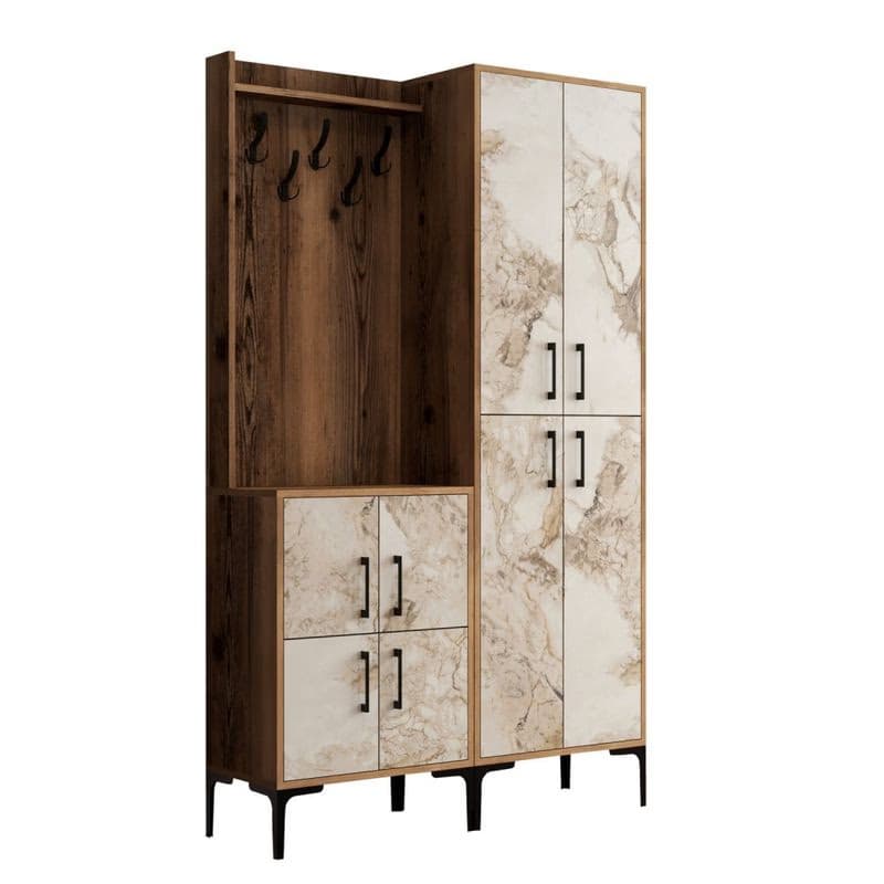 Predsieňová stena Berlin BA - Walnut, White Marble 2