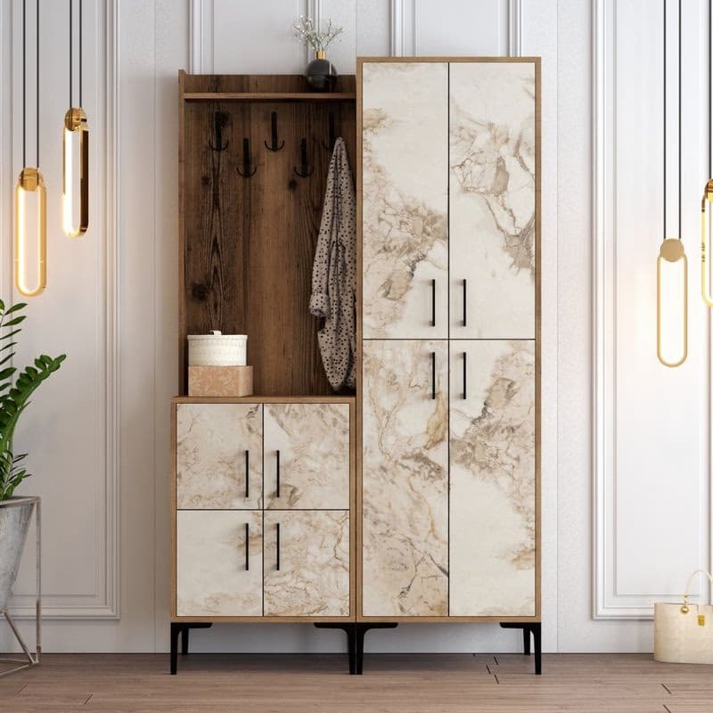 Predsieňová stena Berlin BA - Walnut, White Marble 6