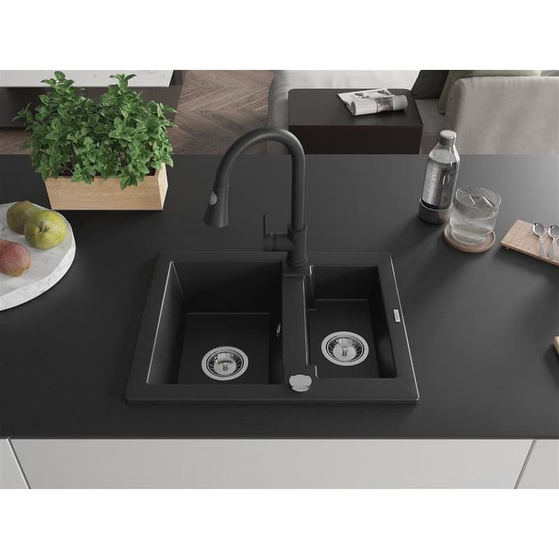 MEXEN/S MEXEN/S - Carlos granitový drez 1.5 vrátane batérie Elia, čierna 6518-77-670101-70 3
