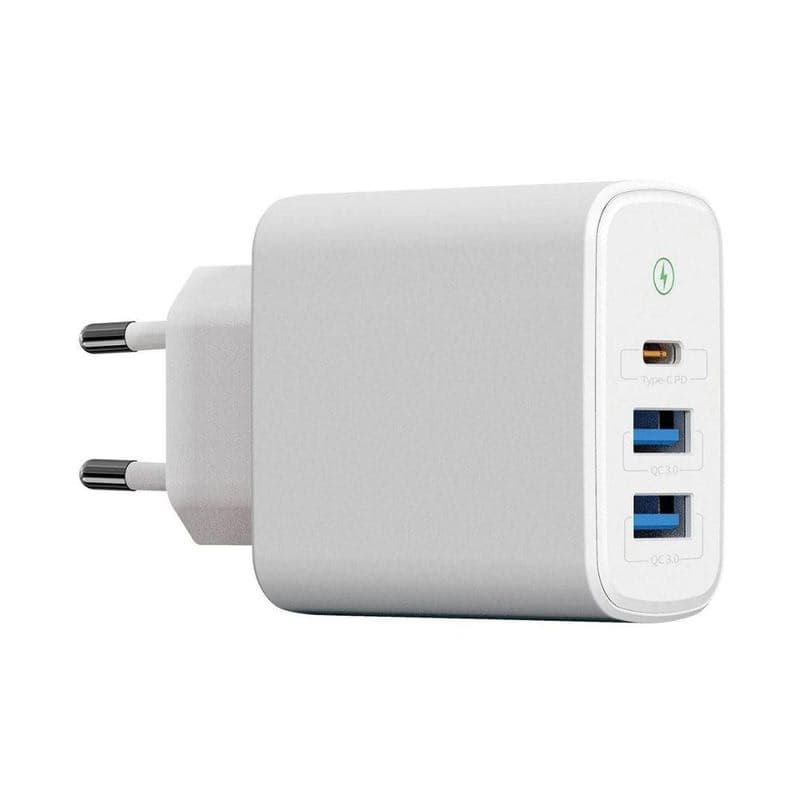 WG - Sieťová nabíjačka 3x USB, 1x USB-A QC 3.0 + 1x USB-A QC 3.0 + 1x USB-C PD 3.0, biela 1