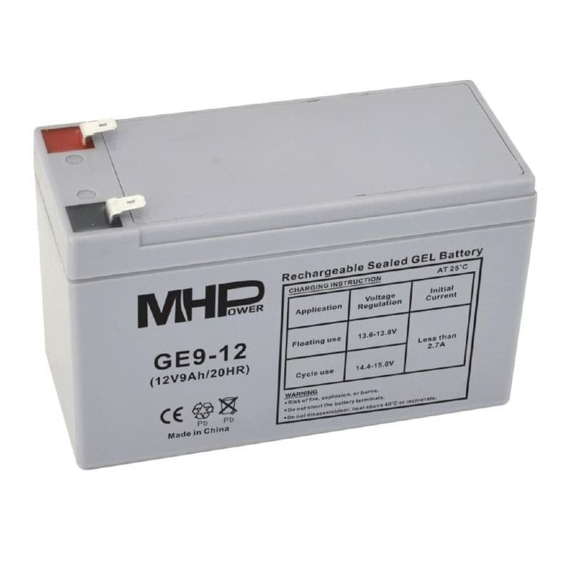 MHPower GE9-12 Gélový akumulátor 12V/9Ah, Faston F2 - 6,3mm, Deep Cycle 1