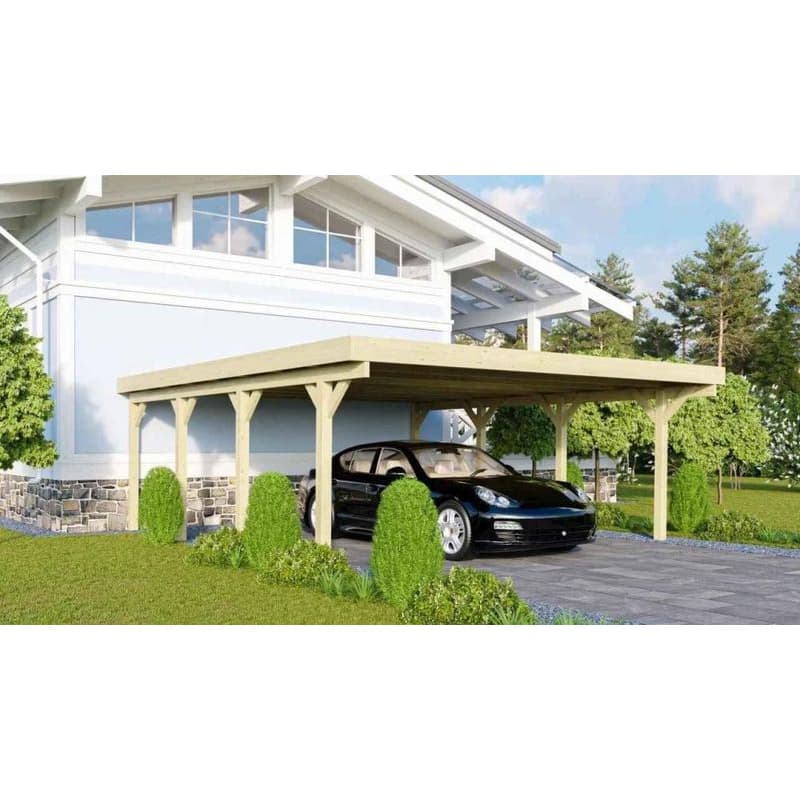 Drevený prístrešok / carport CLASSIC 2A s plechmi Lanitplast