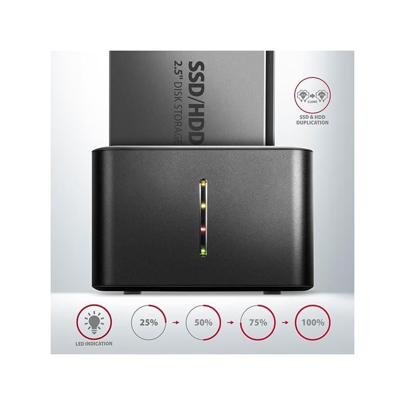 AXAGON ADSA-D25, USB 3.2 Gen 1 - 2x SATA 6G 2.5" SSD/HDD CLONE MINI dokovacia stanica 3