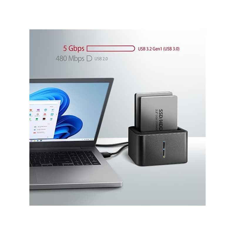 AXAGON ADSA-D25, USB 3.2 Gen 1 - 2x SATA 6G 2.5" SSD/HDD CLONE MINI dokovacia stanica 4