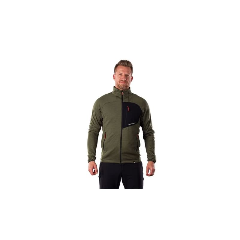 Pánska turistická flisová mikina so zipsom NORTHFINDER EUSTACIO-550blackdarkgreen