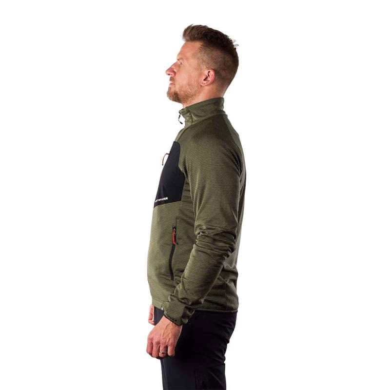 Pánska turistická flisová mikina so zipsom NORTHFINDER EUSTACIO-550blackdarkgreen 3