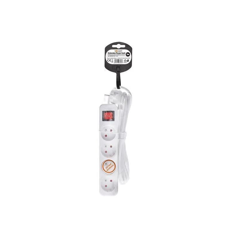 Solight predlžovací prívod 5m, 4 zásuvky, vypínač, 16A/3680W, PVC, biely 4