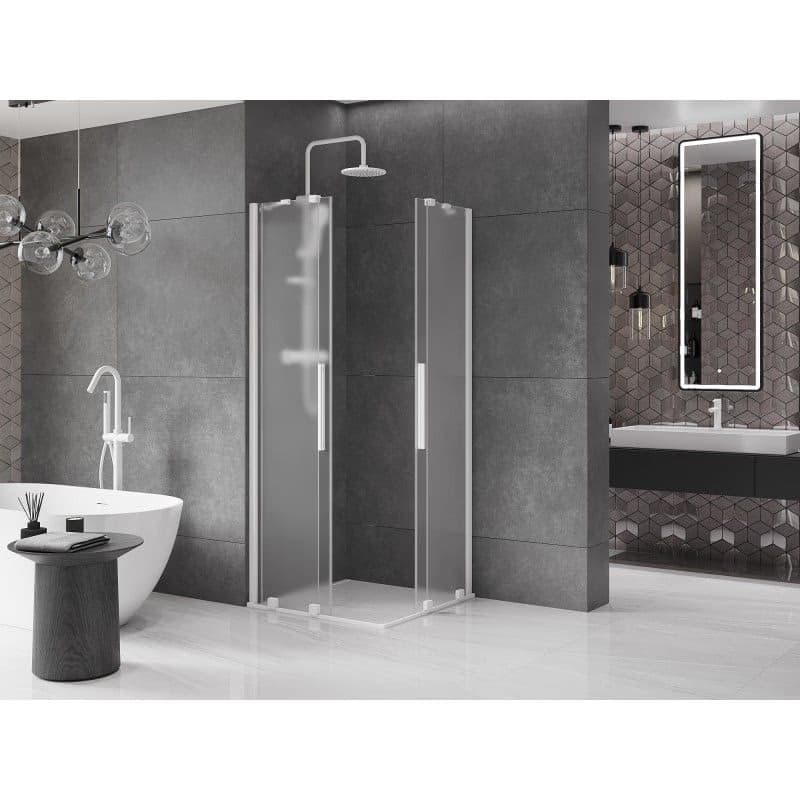 MEXEN/S - Velar Duo sprchovací kút, posuvné dvere 90 x 90, dekor, biela 871-090-090-32-20 3