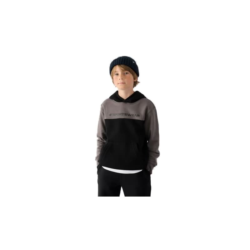 Chlapčenská mikina s kapucňou 4F JUNIOR SWEATSHIRT-JWAW24TSWSM1222-20S-DEEP BLACK 1
