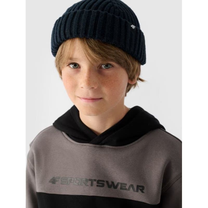 Chlapčenská mikina s kapucňou 4F JUNIOR SWEATSHIRT-JWAW24TSWSM1222-20S-DEEP BLACK 2