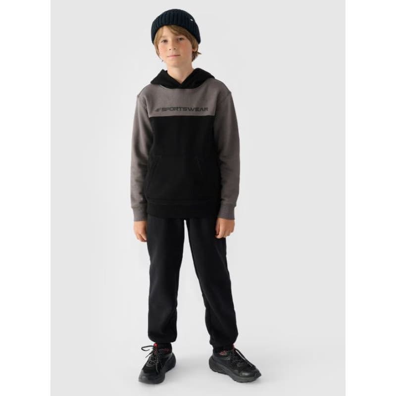 Chlapčenská mikina s kapucňou 4F JUNIOR SWEATSHIRT-JWAW24TSWSM1222-20S-DEEP BLACK 4