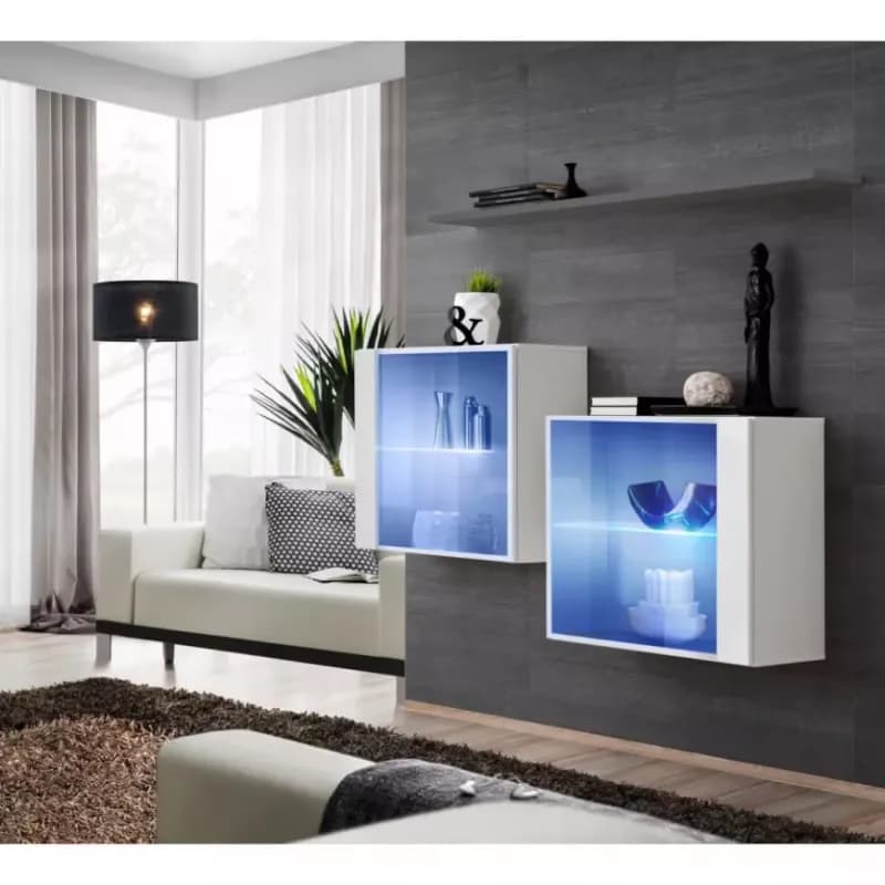 Komoda+Polička Switch Sb III Led Biely/Grafit 1
