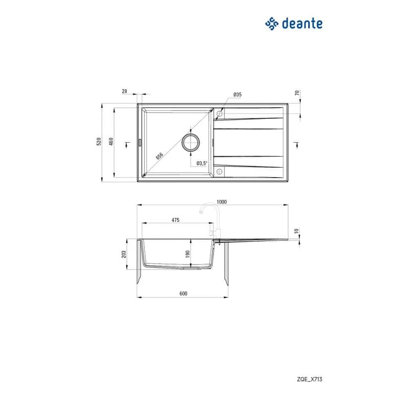 DEANTE DEANTE - Eridan alabaster - Granitový drez s odkvapkávačom ZQE_A713 3
