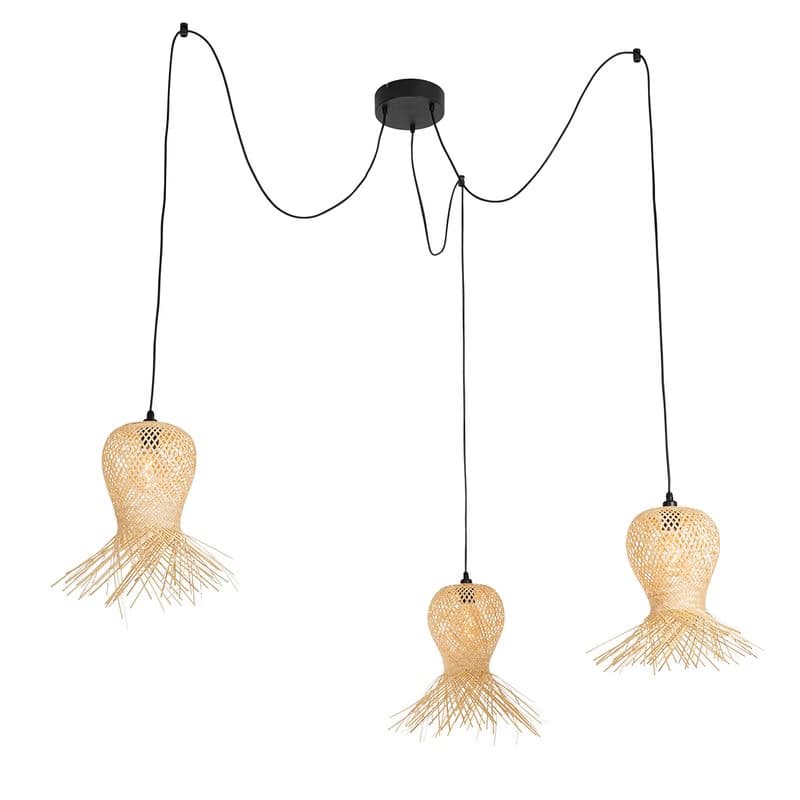 Orientálna vonkajšia závesná lampa bambus 3-svetlo IP44 - Carlos 1