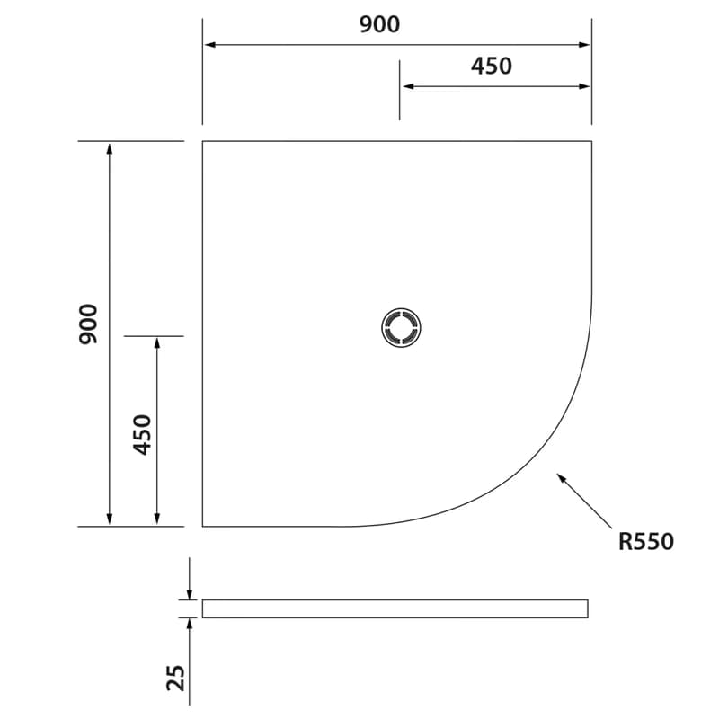 POLYSAN - FLEXIA sprchová vanička z liateho mramoru štvrťkruh, s možnosťou úpravy rozmeru, 90x90cm, R550 91181 3