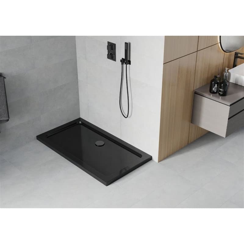 MEXEN/S - Flat sprchová vanička obdĺžniková slim 130 x 70, čierna + čierny sifón 40707013B 2