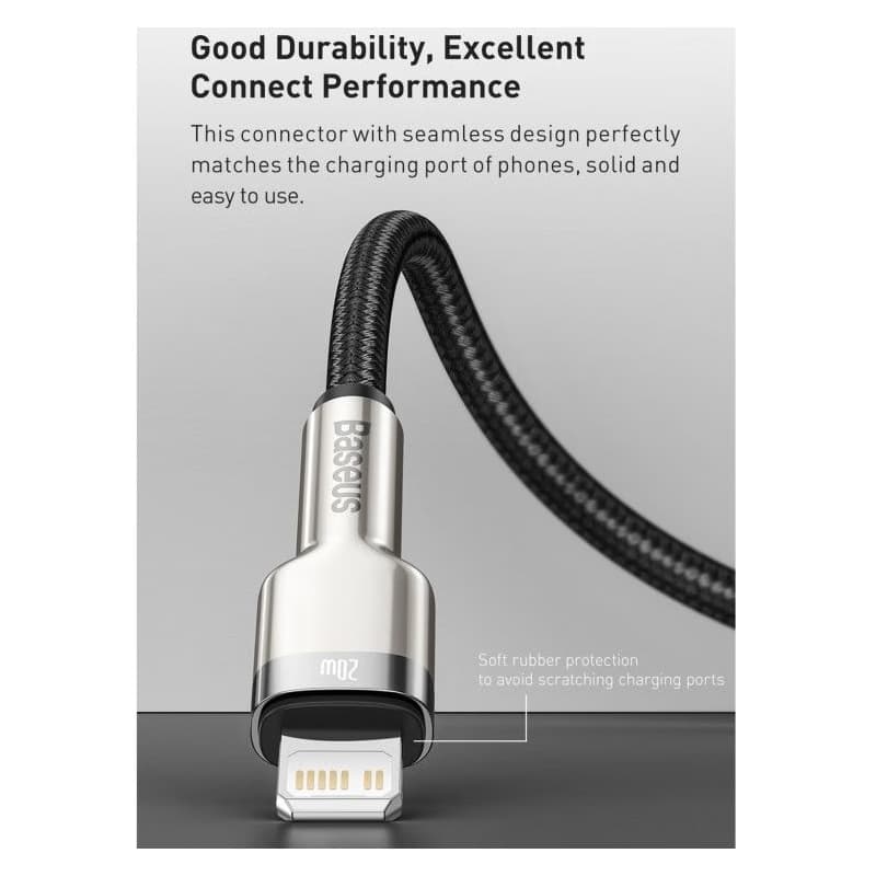 Baseus Cafule Series nabíjací / dátový kábel USB-C na Lightning PD 20W 1m, čierna 3