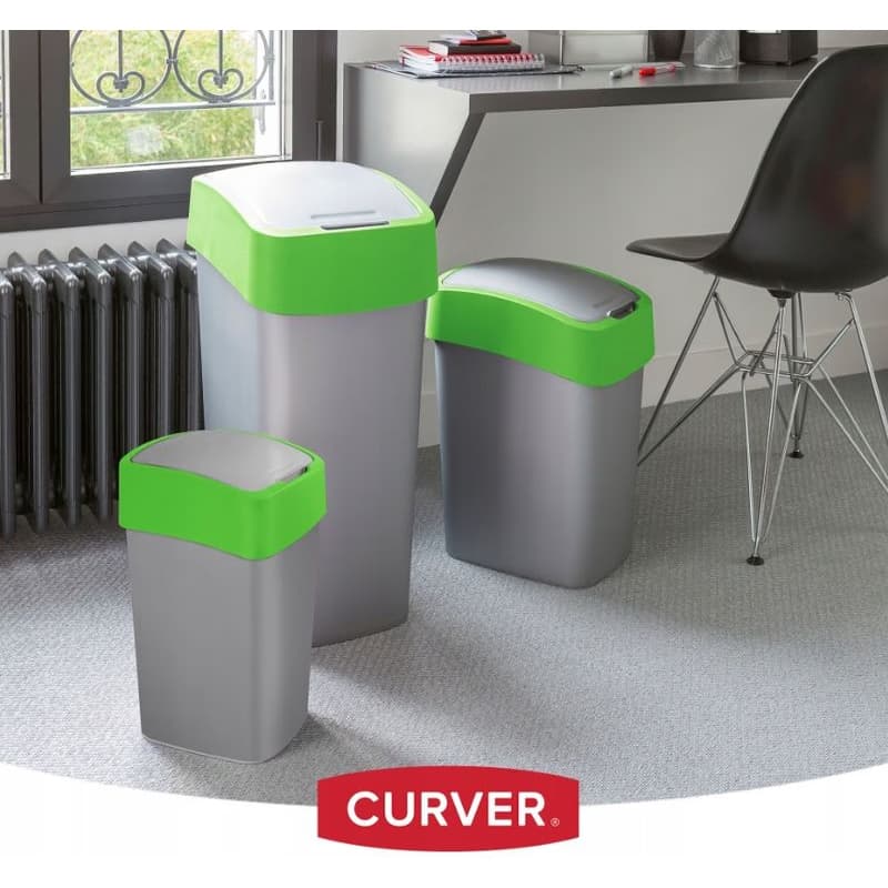 CURVER Odpadkový kôš FLIP BIN 25l | strieborná / zelená 2