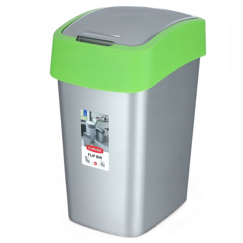 CURVER Odpadkový kôš FLIP BIN 25l | strieborná / zelená 3