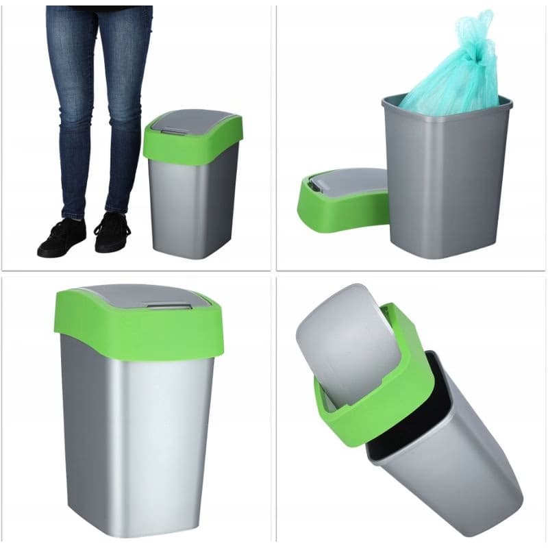 CURVER Odpadkový kôš FLIP BIN 25l | strieborná / zelená 5