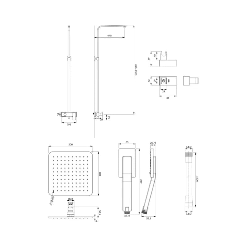 OMNIRES - PARMA sprchový stĺp grafit /GR/ PM7444GR 2