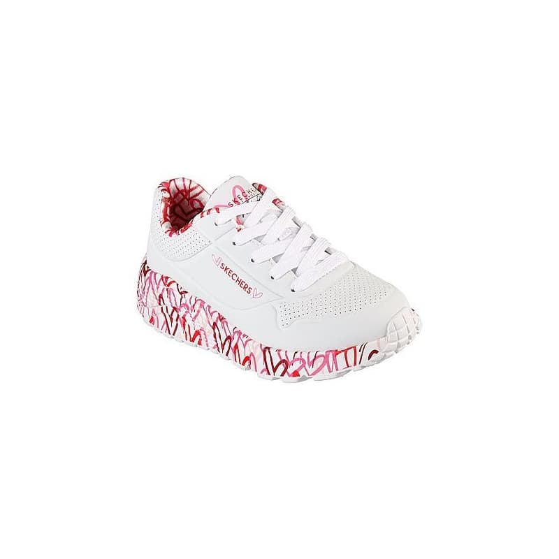 Dievčenská rekreačná obuv SKECHERS Uno Lite Lovely Luv white red