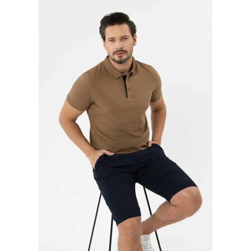 Pánske polo tričko s krátkym rukávom VOLCANO O-MOLTI-BEIGE 3