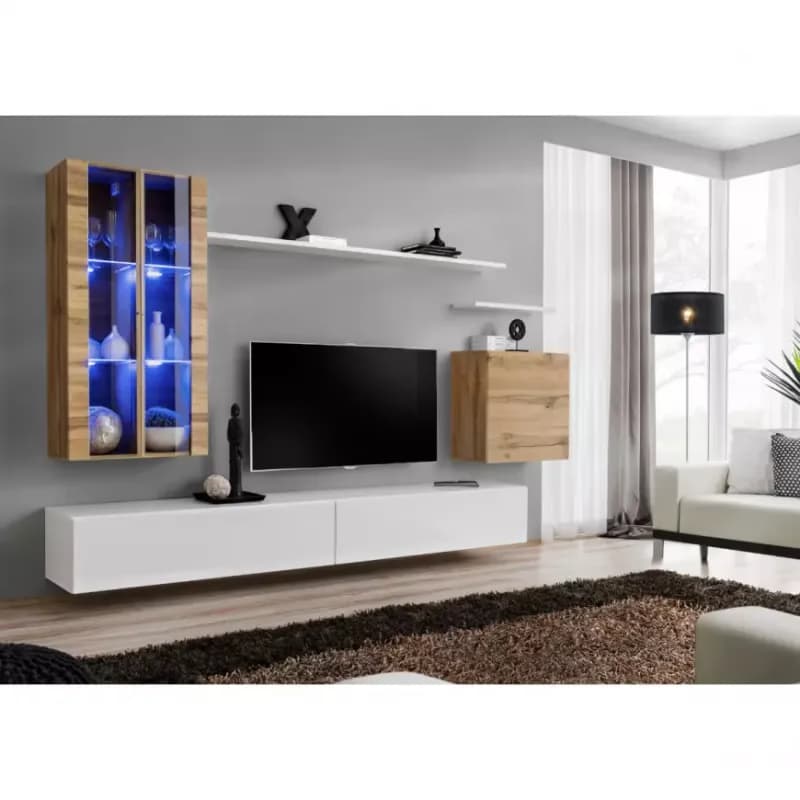 Obývacia stena Switch Sklo +LED XII Wotan/Biely 1