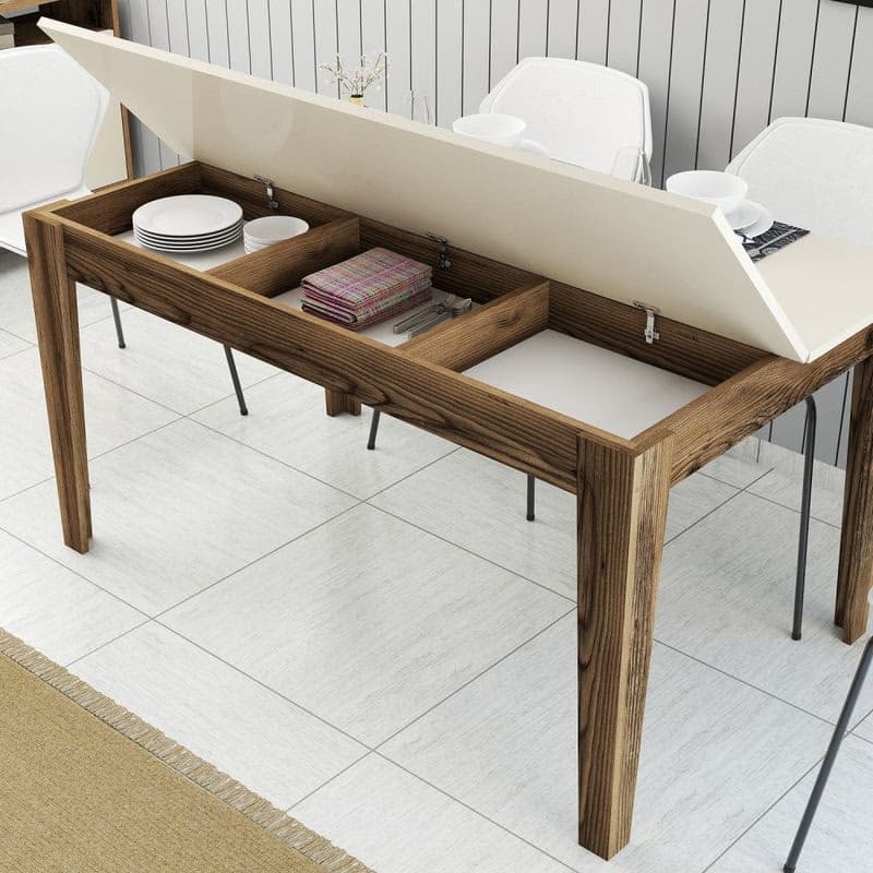 Jedálenský stôl Milan 517 - Walnut, Cream 4