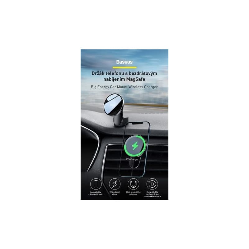 Baseus Big Energy držiak s bezdrôtovým nabíjaním 15W čierna (kompatibilný s Apple iPhone 12 Series) 4