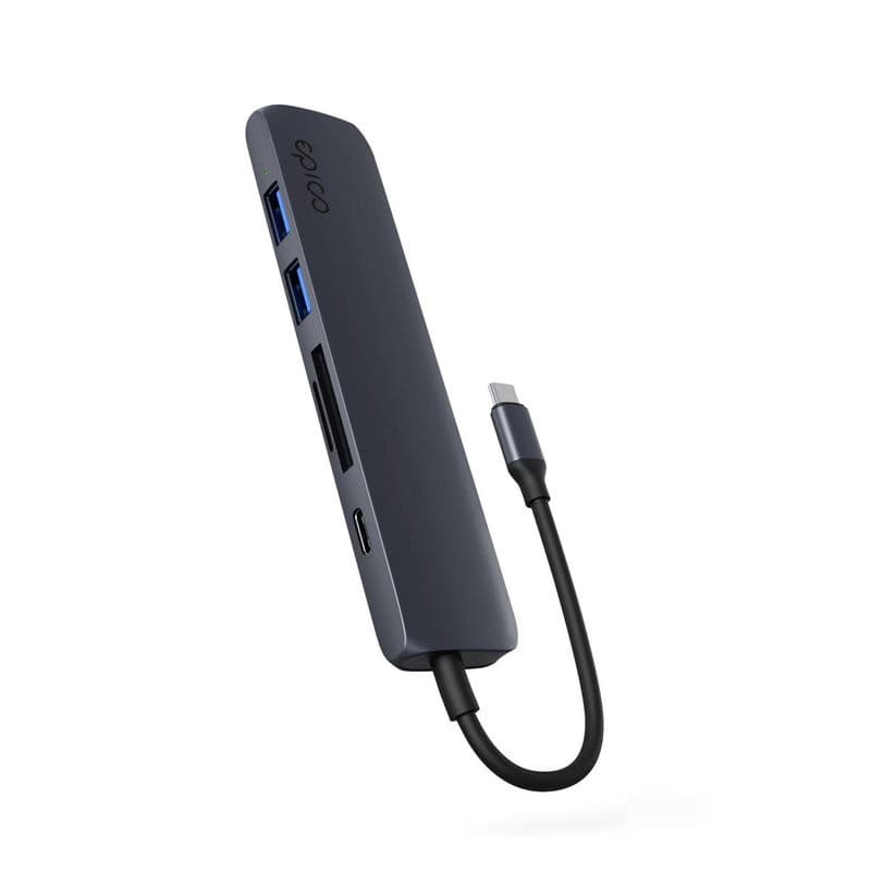 Epico 6v1 hliníkový USB-C 8K húb - atramentová 1