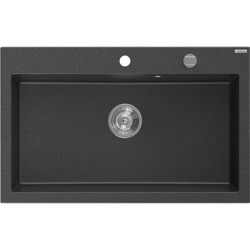 MEXEN MEXEN - Elix granitový drez 1-miska 800 x 500 mm, čierna kropenatá, sifón chróm 6527801005-76