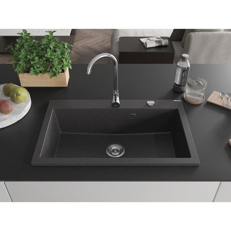 MEXEN MEXEN - Elix granitový drez 1-miska 800 x 500 mm, čierna kropenatá, sifón chróm 6527801005-76 5