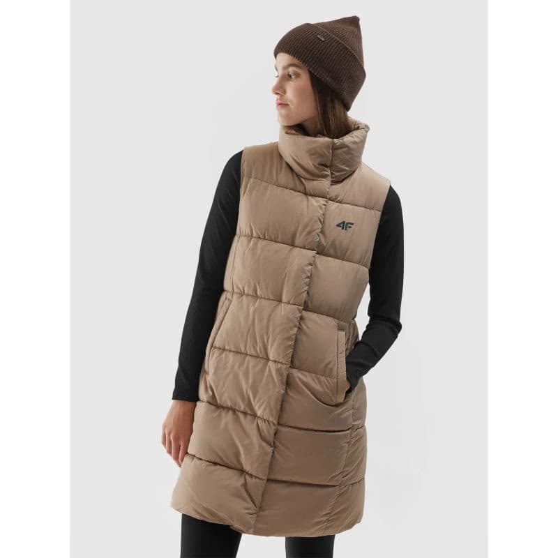 Dámska vesta 4F VEST-AW23TVESF076-82S-LIGHT BROWN 2