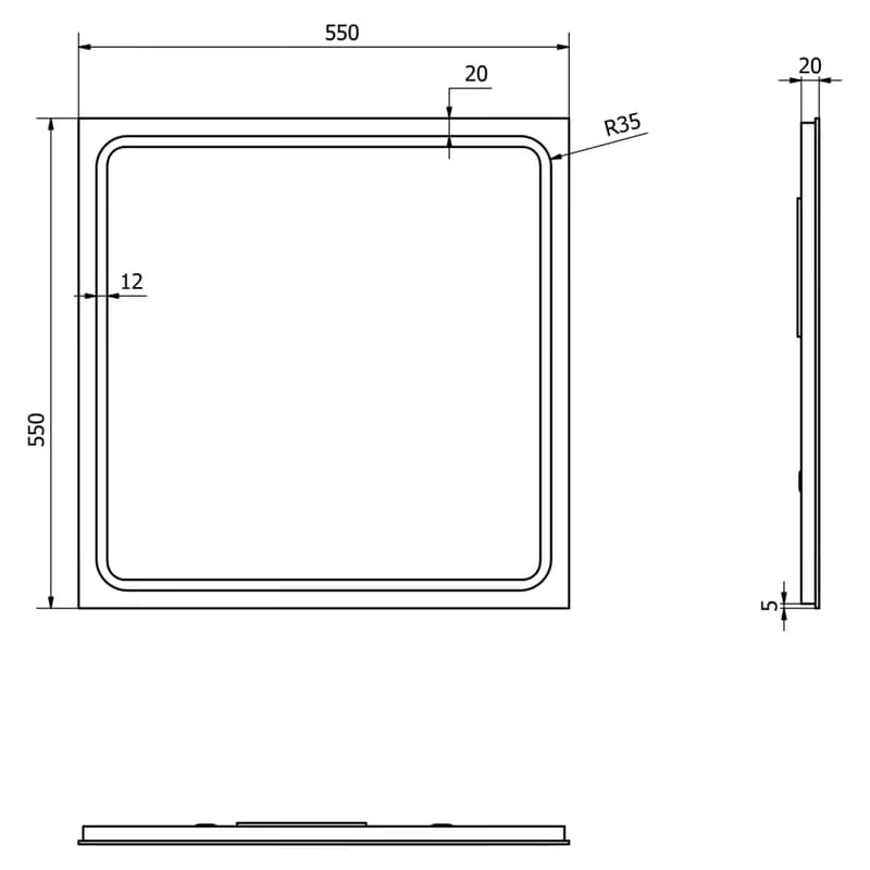 SAPHO - GEMINI zrkadlo s LED osvetlením 55x55cm GM055 3