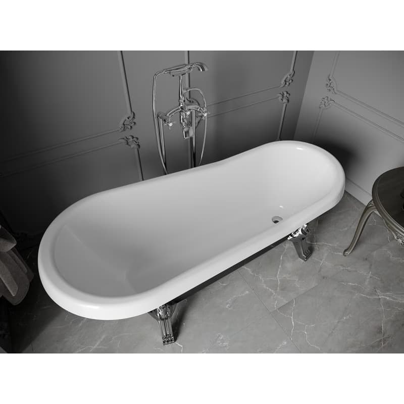 MEXEN/S - Retro voľne stojaca vaňa 170x75 cm biely / čierna chróm nohy , sifón chrom 53251707575-00 3